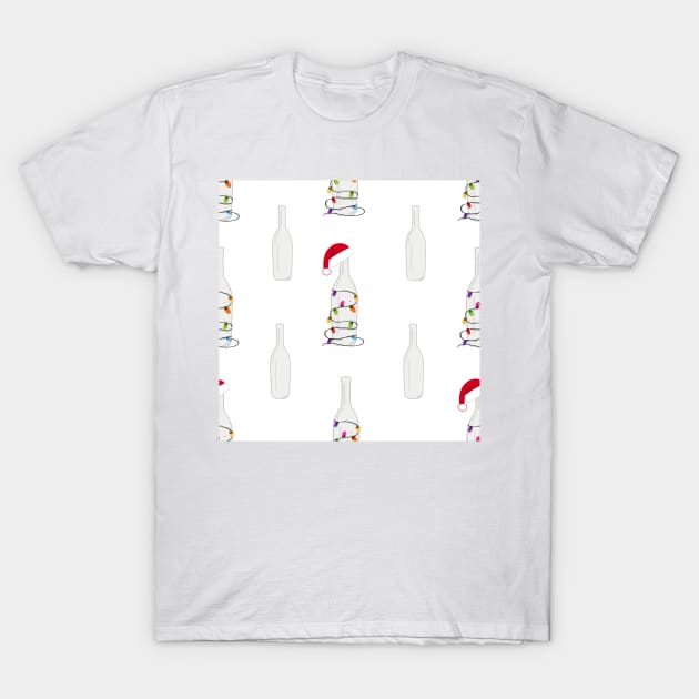 Christmas champagne bottle with Christmas light bulb T-Shirt by GULSENGUNEL